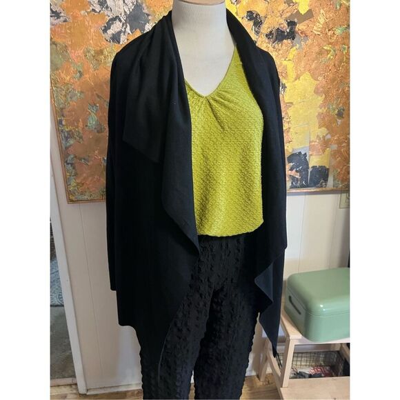 Helmut Lang Black 100% Stretch Wool Jersey Draped Cardigan M - Picture 1 of 10